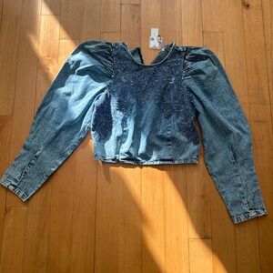 Pilcro Crop Denim Top Size M